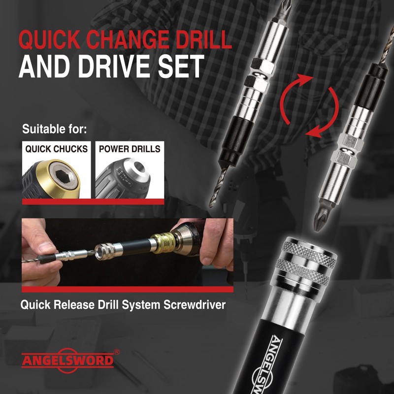 ANGELSWORD Countersink Drill Bit Set with Flip Drive for Wood,