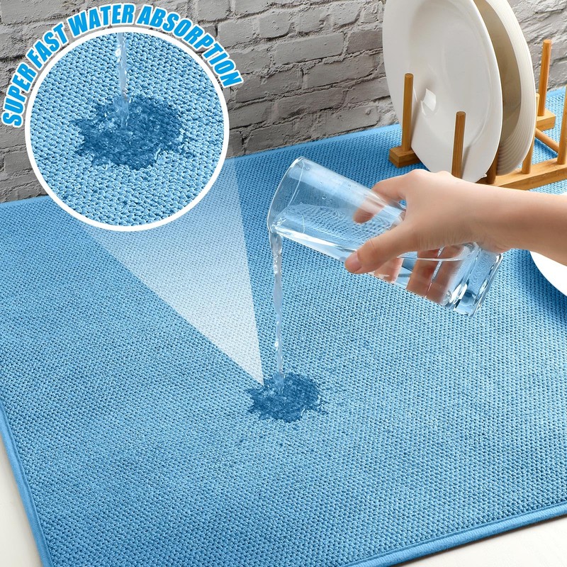 Hushee 2 Pack Extra Large Dish Drying Mat Microfiber Absorbent