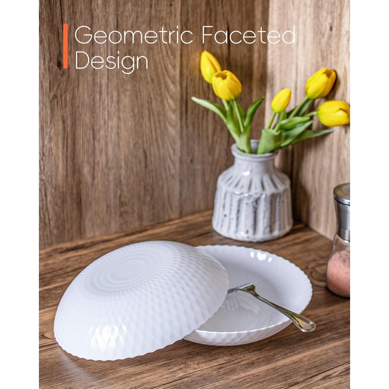 LaGlint 30 OZ Opal Glass Pasta Bowls Set of 6,