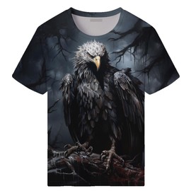 Girren Men's Eagle Graphic T-Shirts Casual Short Sleeve Fashion 3D Printed Tees,Black1,XL
