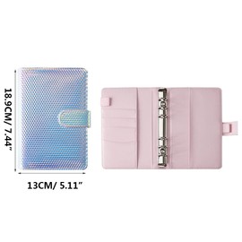tooloflife A6 PU Leather Notebook Binder Suit Refillable 6 Ring Binder for A6 Filler Paper, Loose Leaf Personal Planner Binder Cover with Magnetic Buckle Closure Macaron Colors (Laser Pink)