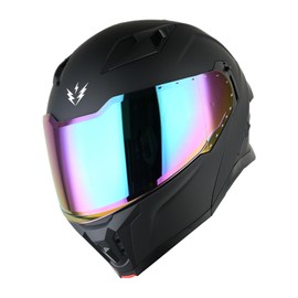 1Storm Motorcycle Modular Flip up Dual Visor Helmet Street Bike Sun Shield Full Face KT928: Matt Black + One Extra Clear Shield