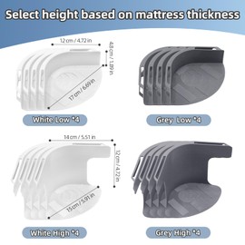 nnOuOnn Bed Sheet Holders for Bedding, Fitted Sheet Clips with Lock Strips Anti-slip, 4PCS Mattress Bedsheet Grippers for Keep Fitted Sheet in Place, Bedroom Bed Accessories (White, High)