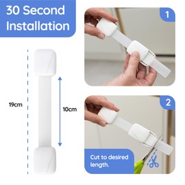 BABYGO® Child Safety Cupboard Locks for Children with Smart Unlock for Kitchen (8 Pack) | Adjustable Straps | Baby Proof Your Home in 30 Seconds | Black