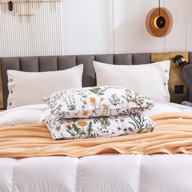 ECOCOTT Pillowcase 2 Pack Standard Size - Green Botanical Floral