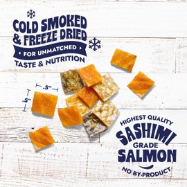Finfare Freeze Dried Salmon Skin Bites, Grain Free Crunchy Salmon Cat Treats, High Protein & Omega-3s for Skin & Coat Health, Made in USA, 1.3oz