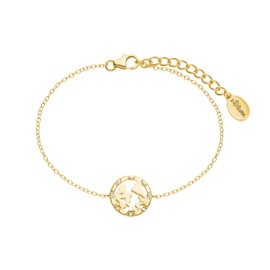 s.Oliver 2025617 Women's Bracelet 925 Sterling Silver with Synthetic Zirconia 16 + 3 cm Gold Globe Comes in Jewellery Gift Box, Sterling Silver, Synthetic zirconia.