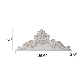 SOFE 39 inch Floral Carved Wall Sculptures French Country Wall Decor, Gorgeous Shabby Chic White Wood Wall Art, Arabesque Over The Door Decor for Farmhouse Living Room Bedroom Entryway Kitchen