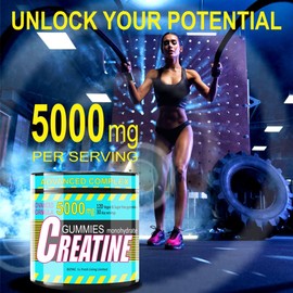 Creatine Monohydrate Gummies, 5000 mg Advanced Formula, 120 Count, Muscle Strength Support | BIZYAC