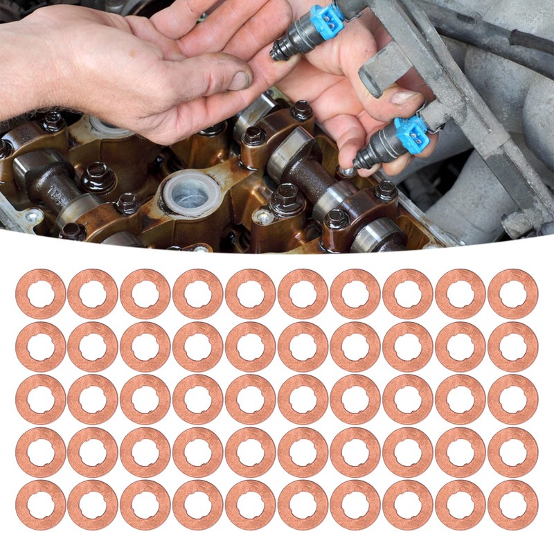Flat Gasket, Copper Washer Kit, Strong Electrical Conductivity, 50 Pieces