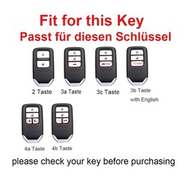 TECART Smart Car Key Case Cover Fits Honda Accord CR-V Jade Civic Spirior Fit City Crosstour HR-V Jazz Pilot Ridgeline Leather Pattern Portable Protective Key Cover Accessories Key A, Black-black