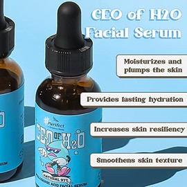 Purifect CEO of H20 - Suero facial de ácido hialurónico - Suero ultra hidratante e hidratante para la cara, equilibra la textura de la piel, vitamina 