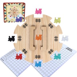 Gothink Mexican Train Dominoes Accessories Set - Large Size Pine Hub, 9 Colorful Metal M