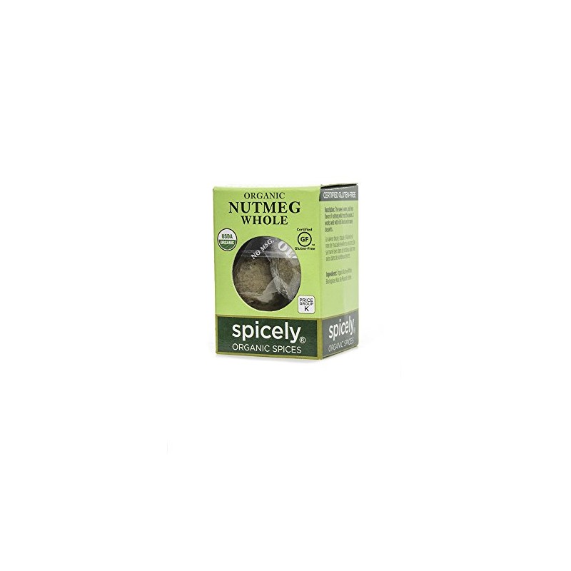 Spicely Organic Nutmeg Whole 0.10 Ounce ecoBox Certified Gluten Free