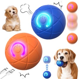 2PC Shaky Ball Toy for Dogs,Interactive Dog Toys,2025 New Vibrating Dog Balls,USB Rechargeable Automatic Moving Toy Ball for Dogs and Cats(Blue and Orange)