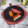 DOITOOL Nonstick Sizzling Steak Plate with Wooden Base Cast Iron