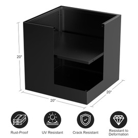 Nessxa Tall Metal Cube Planter for Outdoor Plants 20" L x 20" W x 20" H, Heavy Duty Steel Rectangular Planter Box with Removable Insert Shelf, Modern Décor for Outside, Indoor, Garden (Black)