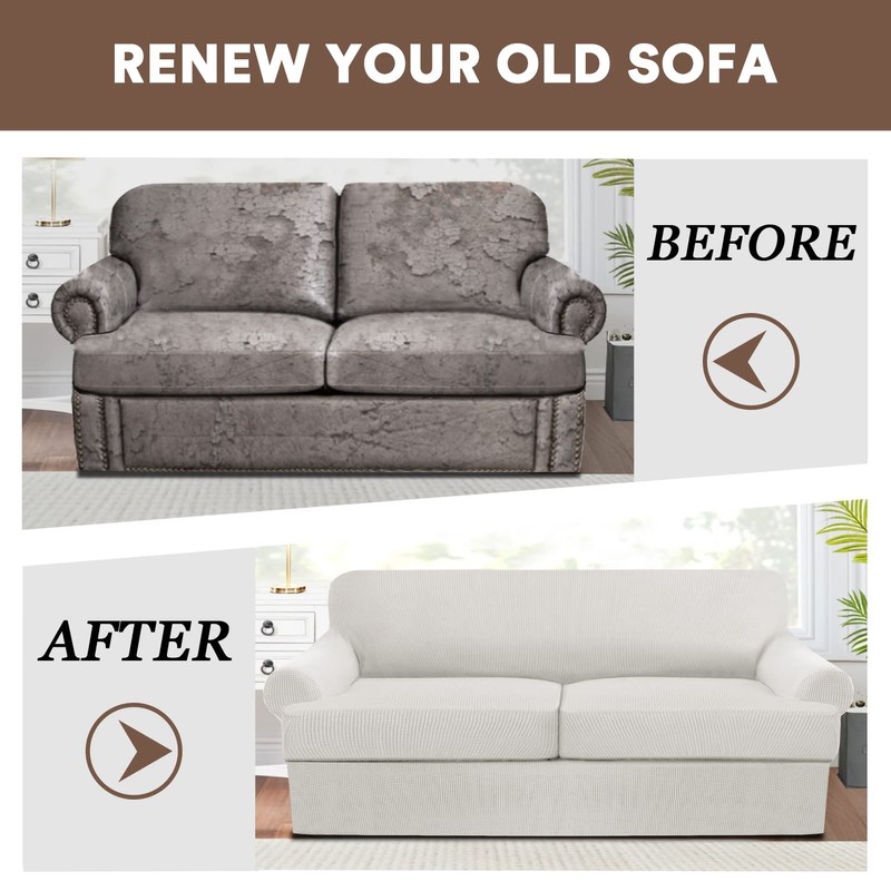 GAMUKAI Premium T-Cushion Sofa Slipcover – 4-Piece Set for T-Cushion