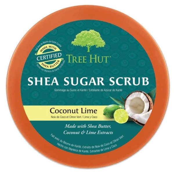 Tree Hut Shea Sugar Body Scrub, Coconut Lime,18oz, 2PK, With Single Makeup Remover Cleansing Wipe