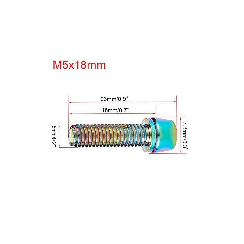 M5x18mm Stem Bolts Titanium Plating Stainless Ti Allen Hex Tapered