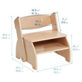 ECR4Kids Flip-Flop Step Stool and Chair, Kids Furniture, Natural