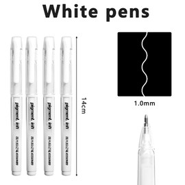LINXINS White Gel Pen set 1.0mm White Ballpoint Pen Highlighter for Black Paper,Sketching,Drawing, Sketching, Writing, adult coloring books,Illustration (Pack of 4)