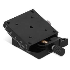 Linear Sliding Table,Manual Linear Stage Goniometer Turbine,60x60mm Worm Dovetail Fine Tune Platform Dovetail Groove Stage HXVA60 Optical Positioning Sliding Table ±10° Angle Adjustment Platform