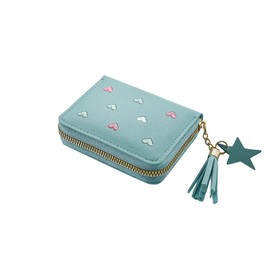 BenePoint Women's Wallets, Heart-Pattern Wallet for Women with Small Coin Pouch, Womens Leather Wallet Card Holder Ladies Wallets with Card Slots& Star Pedant (blue)