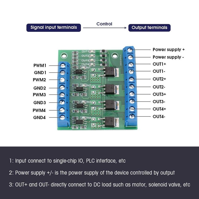 Akozon 4 Channel Driver Module PLC Amplifier Circuit Board PWM