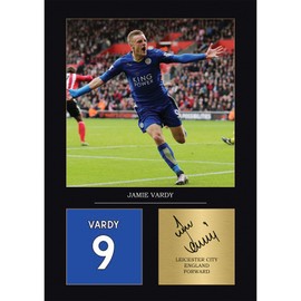 Jamie Vardy Gift Signed A4 Print Display Unframed Leicester City Gifts For Boys Digitally Reproduced Signature Leicester City Gifts For Men LCFC