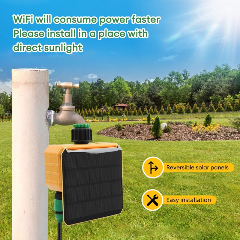 WiFi Sprinkler Timer, Solar WiFi Sprinkler Valve Timer for Garden