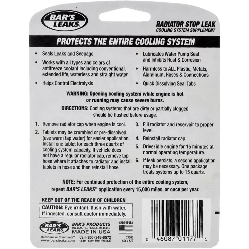 Bar's Leaks Radiator Stop Leak Tablets, 1.76oz