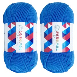 seremel Acrylic Yarn - 2PCS 1.76oz 4-Strand 142yds Crochet Yarn for Crocheting and Knitting DIY Handmade Products (Royal Blue)