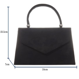 fi9 Ladies Retro Suede Wedding Party Prom Evening Clutch Handbag, black