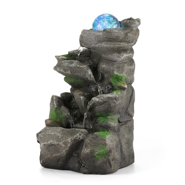 WICHEMI Indoor Water Fountain Tabletop Fountains Cascading Rock Waterfall Fountains