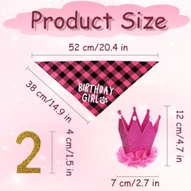 Pet Birthday Hat Scarfs Flag Set Cute Dog Birthday Party Triangle Hats Scarfs Happy Birthday Banner for for Small Medium Large Cats and Dogs Decoration Birthday Ornament(Pink)