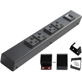 12” Hardwired Power Strip (NO Power Cord), 4 (NEMA 5-20R) Vertical Outlets (NOT Tamper Resistant), NO Ears (mounting tabs on Both Ends), 20 Amp, USB