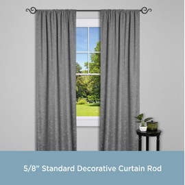 Kenney 65273 Scroll Hook Standard Decorative Window Curtain Rod, 28 to 48-Inch, Black