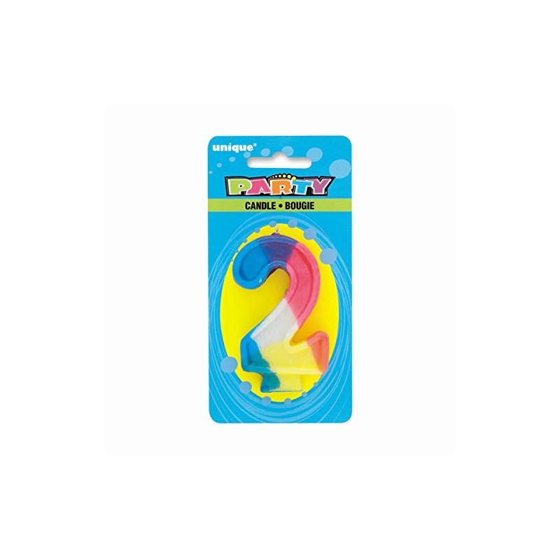 Vibrant Number 2 Rainbow Birthday Candle - 3" (1 Pc)