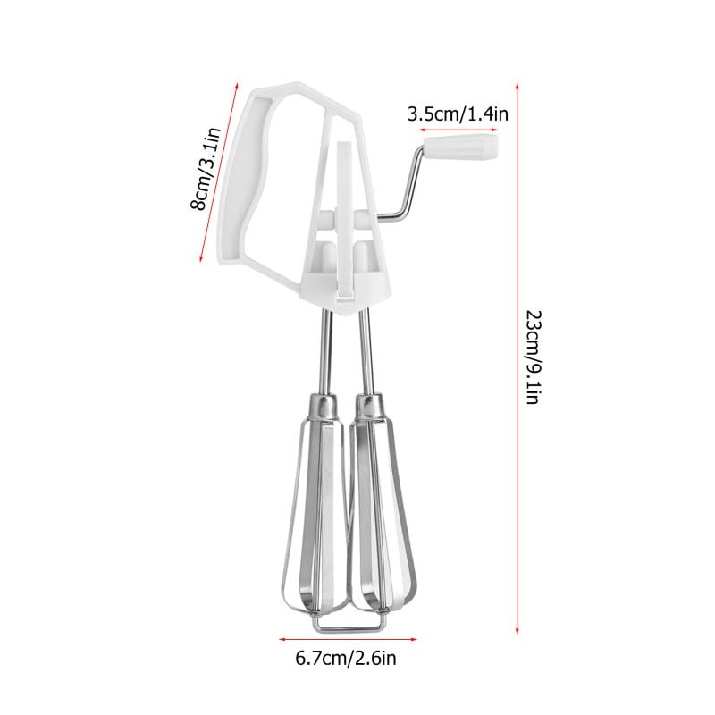 VIFER Rotary Hand Whisk Stainless Steel Hand-Held Egg Beater Manual