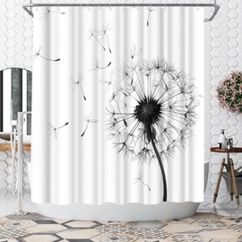 WELMECO Dandelion Shower Curtain Country Shower Curtain 72x72inch Polyester Fabric