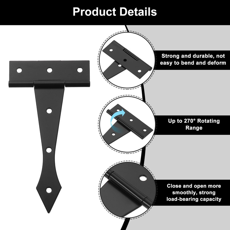 sourcing map 4 Inch Door Tee Hinge, 6Pcs t Strap
