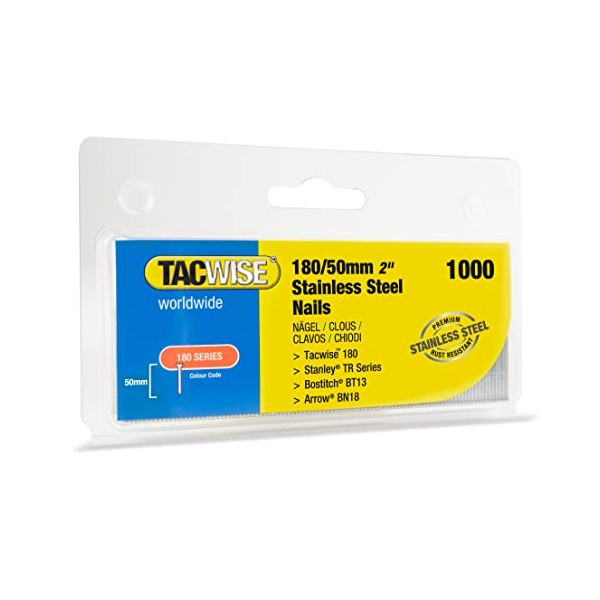TACWISE 1512 Type 180/50 mm Stainless Steel 18G Brad Nails,