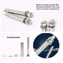 Becho 20 pcs 304 Stainless Steel Hex Nut Expansion Bolt External Sleeve Anchor Set(M6M8M10)