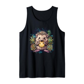 Pineapple Hedgehog Drawing Animal Art Motif Pineapple Fruit Tank Top