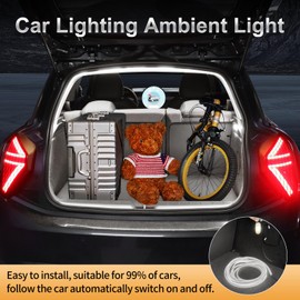 JUPIZEUS Cuttable Universal Fit LED Rear Trunk Cargo Light Interior Decoration Lights Accessories Waterproof DC 15V (White Light))