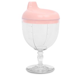 GreenChoice Baby Sippy Cup Wine Glass - Fun No Spill Plastic Goblet for Kids - Perfect Beverage Mug with Lid for Birthday Parties and Celebrations - Ideal for Milk, Juice, and More! (Pink, 1)