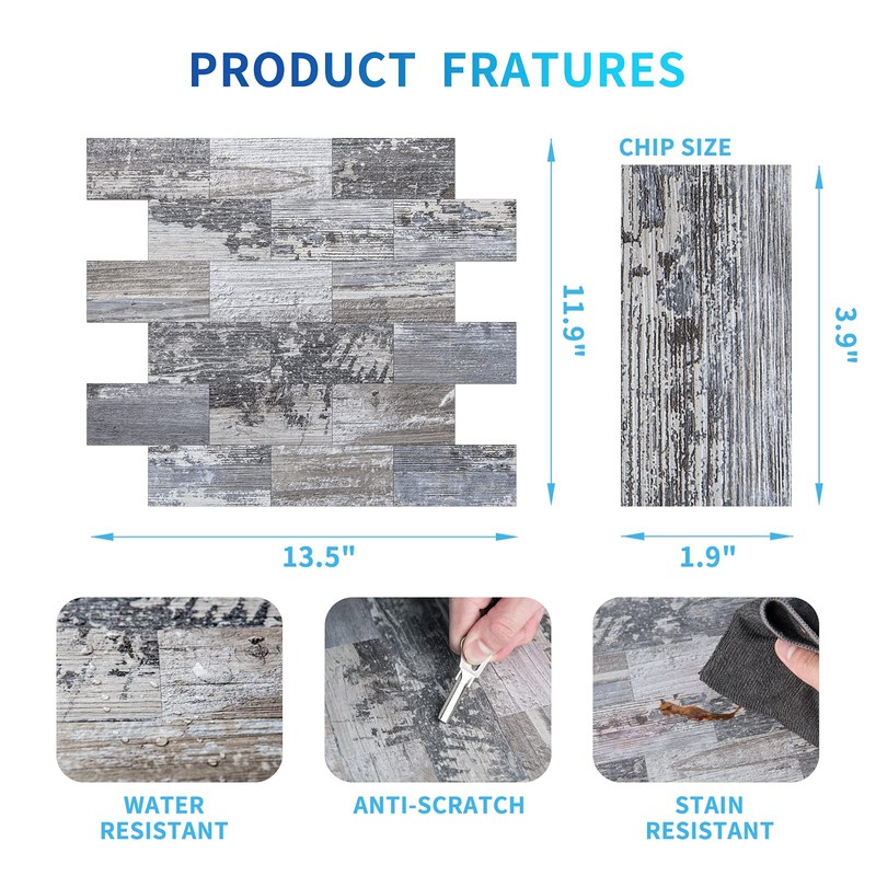 Art3d 10-Sheet Peel and Stick Backsplash PVC Wall Tile, Stickon