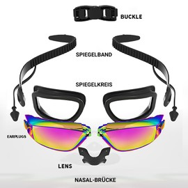 LBJFYHJN Diving Goggles Adult Unisex Swimming Goggles with UV Protection, Swimming Accessories with Protective Case and Nose Clip, Perfect for Swimming, Training and Leisure (Pack of 1)