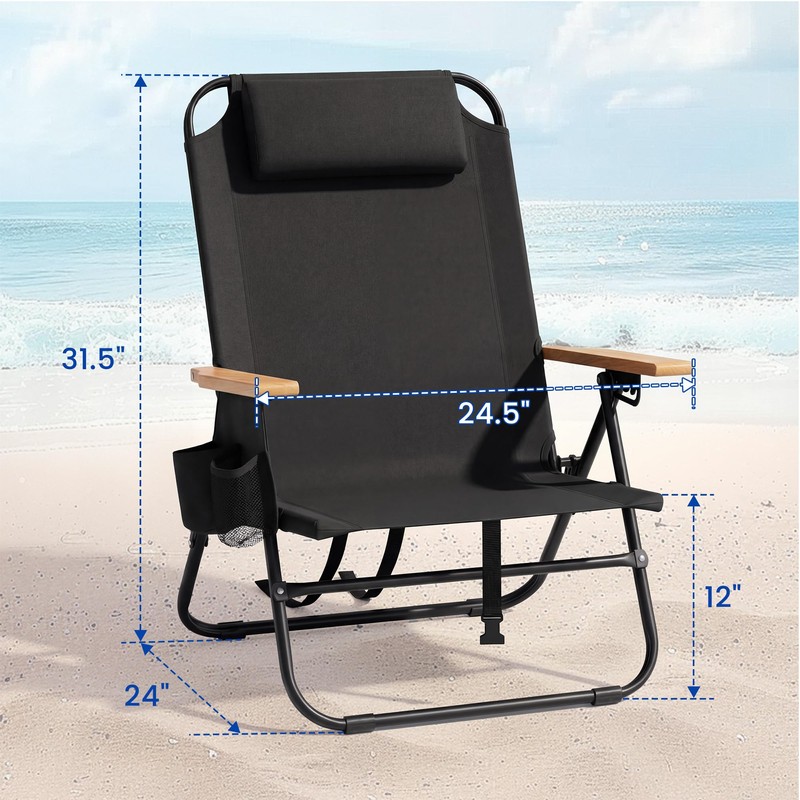 Cansky Portable Beach Chair for Adults, Outdoor Lightweight Camping Chair